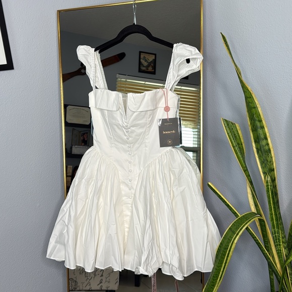 House of Cb ‘Florence’ White Cotton Corset Mini Dress NWT - Picture 9 of 12